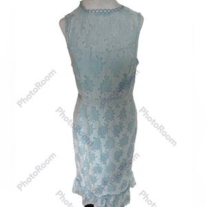 Francesca's MIAMI Light Blue Lace Sleeveless Midi Dress